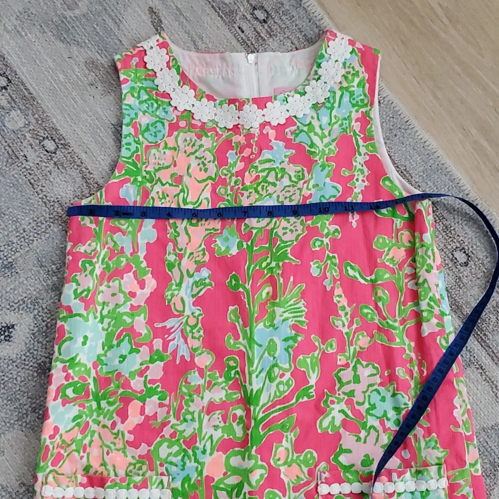 Lilly Pulitzer Girls Pink Green Floral Shift Dress Sz10